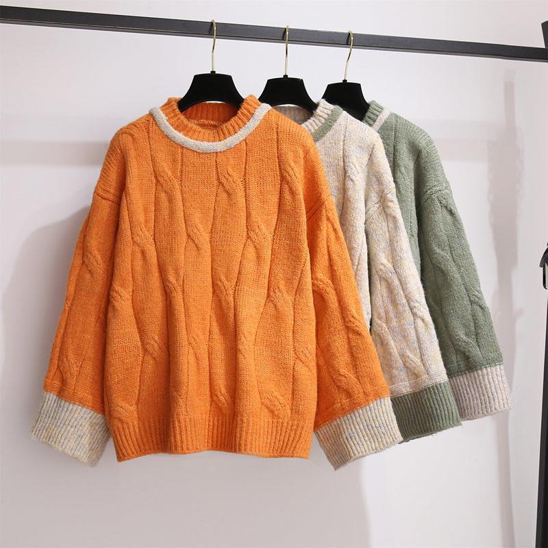 Coarse Wool Sweater Women's Short Loose Loose Outer Wear Twist Hedging Small Lazy Wind All-match Blouse Autumn and Winter Thickening
