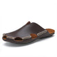 Men Sandals Beach Shoes Summer Drain Leather Wading Shoes On Surf Quick -Drying Skin Slip -On Light