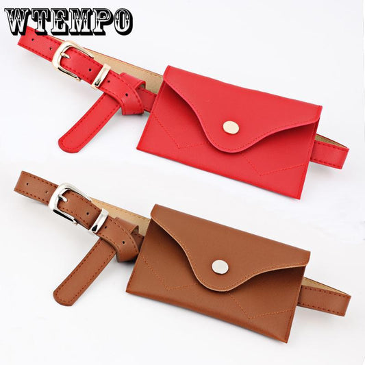 Fashion women leather waist bag mini mobile phone bag big waist belt belt pu belt