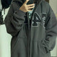 Autumn Couple Hip-hop Hooded Sweater Unisex Solid Color Cardigan Jacket Personality Loose Casual Sweater Sports Zipper Coat