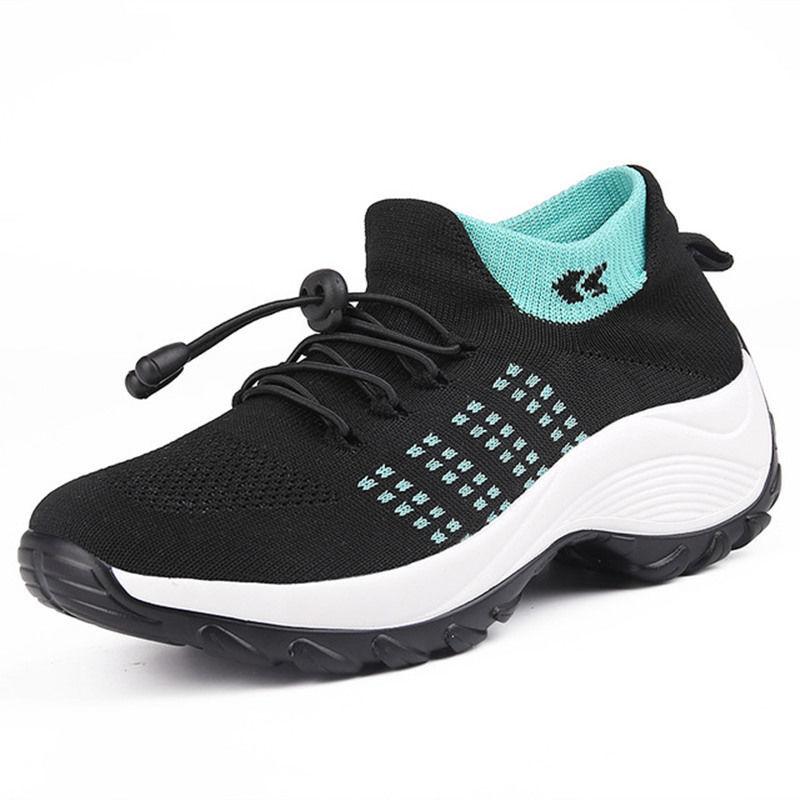 Women Flat Platform Shoes Women Non Slip Soft Sole Sneakers Breathable Mesh Tennis Ladies Sock Sneakers