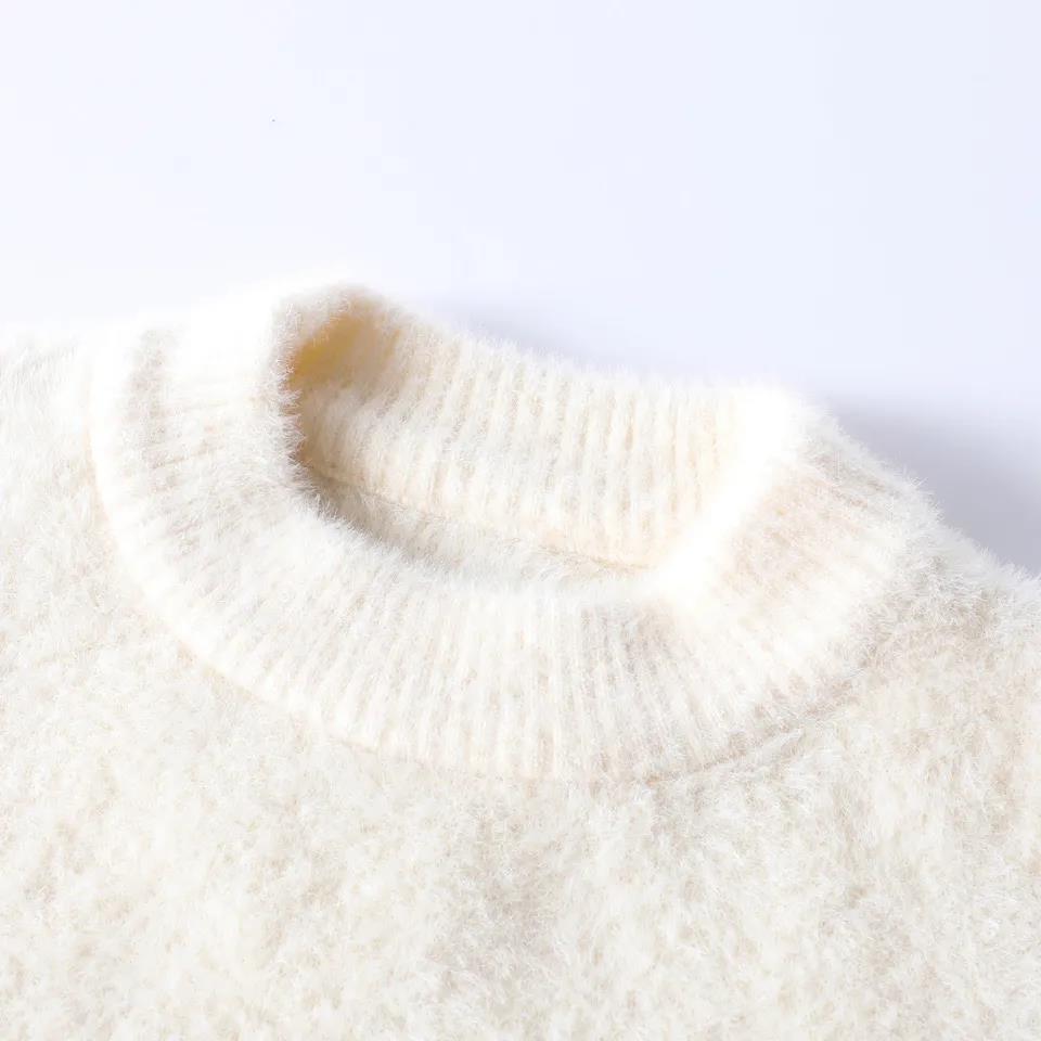 Children's Sweater Mink Velvet Hedging Western Style Solid Color Round Neck Long-sleeved Sweater Baby Top