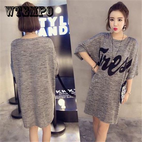Summer Streetwear Women Clothes Short Sleeve Cotton T Shirt Dresses Plus Size Casual O -Neck