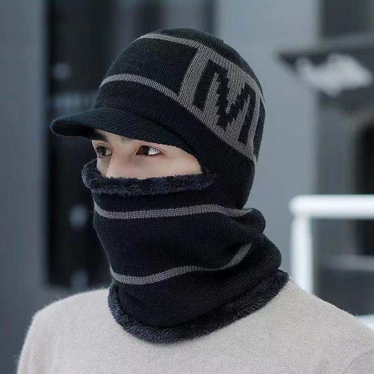Plus Velvet Thickening Cycling One Cotton Hat Unisex Winter New Hooded Cap Masked Cold-proof Ear Protection