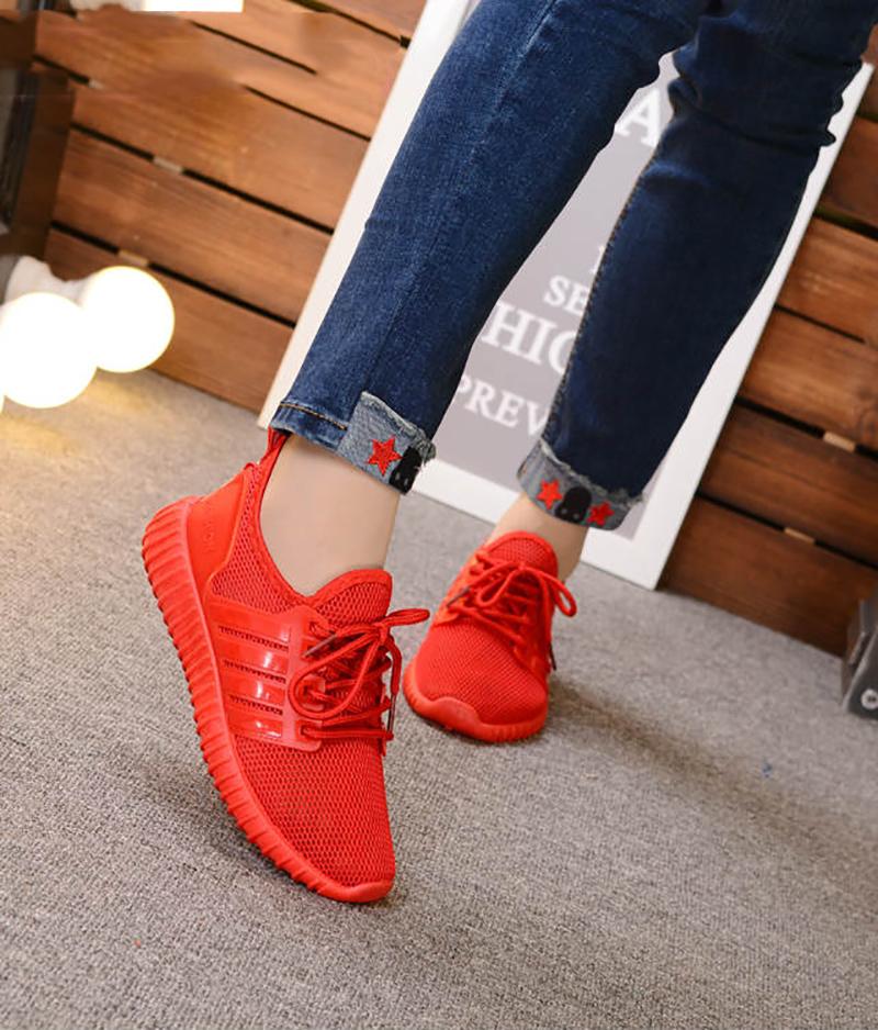 Women's Sports Shoes Student Korean Breathable Running Shoes Trend All-match Casual Shoes Hollow Flat Shoes