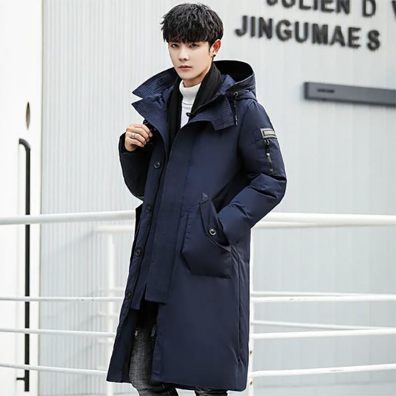 Down Jacket for Young Men Korean Style Handsome Slim Long Thicker Warmth Men's Jackets
