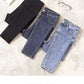 Women's Spring and Autumn High Elastic Light Blue Jeans Korean Version High Waist Slim Tights Black Skinny Pants Student Pencil Pants Denim Jeans