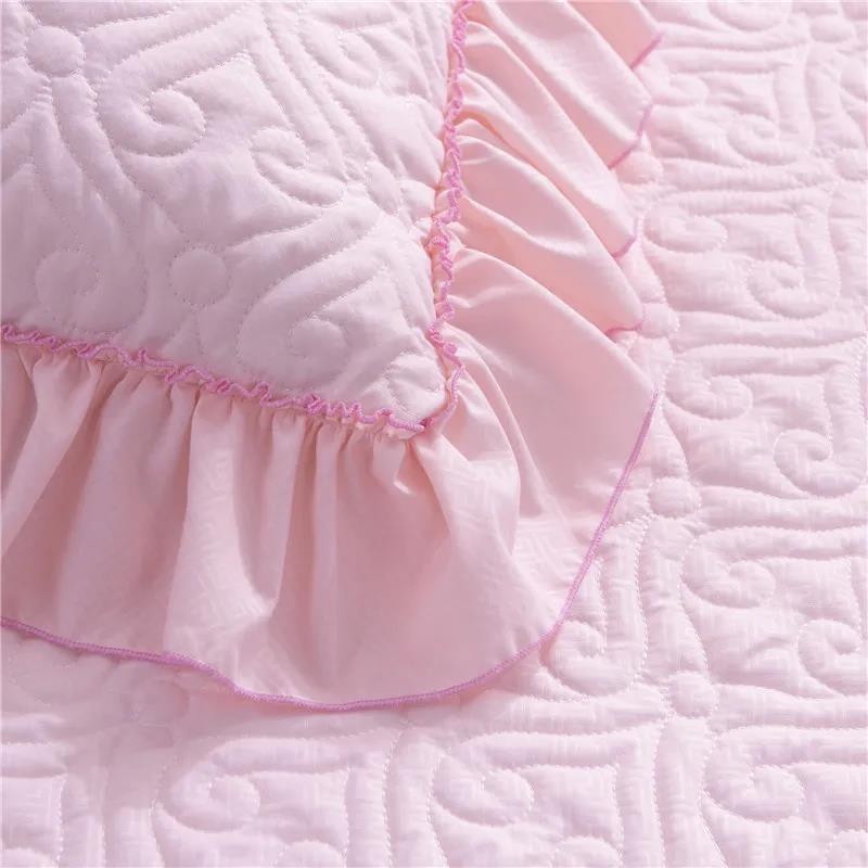 Pure Cotton Solid Color Pillowcases A Pair of Ruffled Quilted Pillowcases Antibacterial Pillowcases (without Pillows)