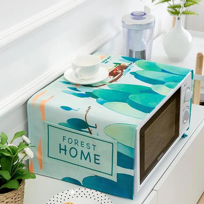 Universal Microwave Oven Cover Cloth Dust Cover with Storage Bag Oily Smoke and Dust-proof Towel
