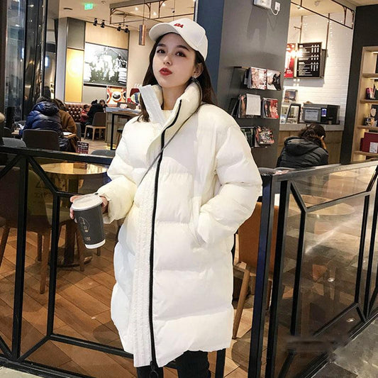 Winter Loose Plus Size Cotton-padded Jacket Medium-length Casual Simple Jacket Fashionable All-match Female Down Padded Coat