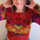 Y2K Long Sleeve T-shirt Women Vintage Knitted Crop Top Woman Tie Dye Print T Shirt Female Casual Clothes