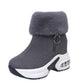 Winter Thick-soled Inner Heightening Plus Fleece Snow Boots High-top Side Zipper Canvas Women's Short Boots