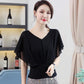 Summer Chiffon Shirt Short-sleeved Women's Temperament V-neck Bat-sleeve Cover Arm Thin T-shirt Women's Top