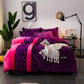 Duvet Cover Flannel Fleece Stripe Duvet Cover Comforter Case Winter Warm Plush Duvet Cover