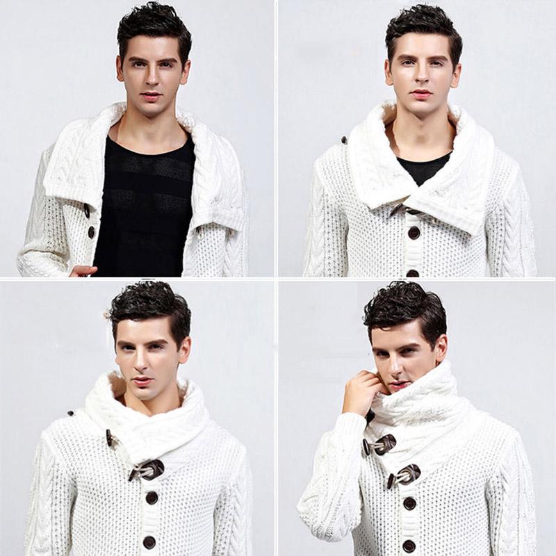 Sweater Jacket Plus Velvet Thickening Cold Warm Sweater Cardigan Sweater Male Trend High Collar