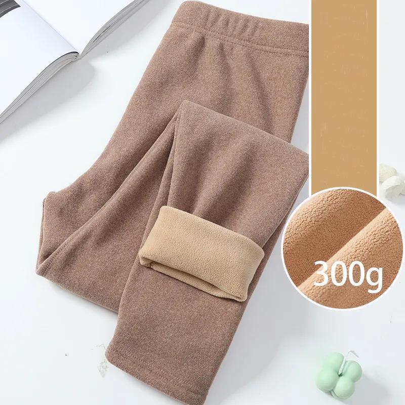 Women's Warm Pants Plus Velvet Thickening Ladies Long Trousers One-piece Lamb Velvet High Waist Inner and Outer Leggings