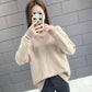 Spring and Autumn Loose V-neck Sweater Solid Color Hollow Top Long Sleeve All-match Female Top