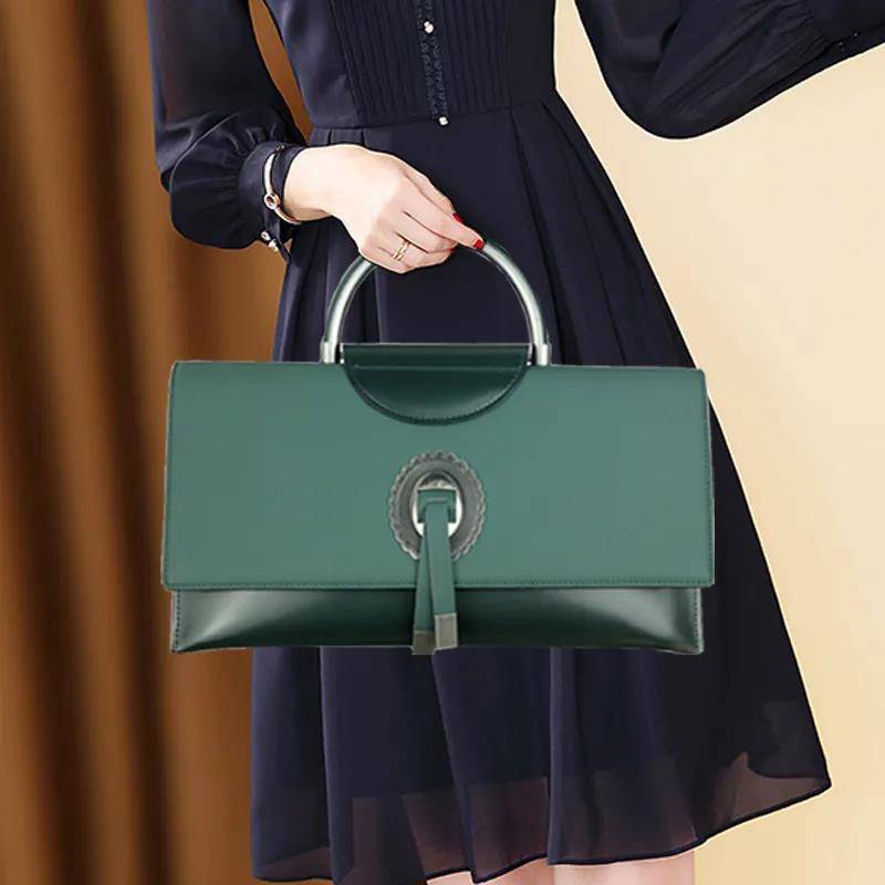 Cowhide Women Shoulder Messenger Bags Casual Female Crossbody Bags Portable  Multi-Layer Large Capacity Handbag