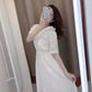 Thin Long Skirt Japanese Style Fresh College Style Sweet Girl Waist Thin White Dress Fabric Thin Breathable Sweet and Cute White Dress