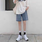 Five Points Denim Shorts Women's Summer High Waist Loose Wide Leg Pants