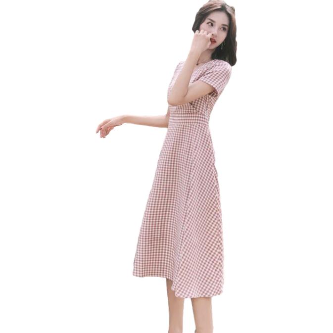 Female Summer French Super Fairy Niche Long Graceful Dress Vintage Over Knee Elegant Slim Dress