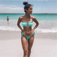 WTEMPO Brand Bikini Sexy Pleated Lace-up Ladies Split Swimsuit with Chest Pad
