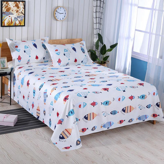 Bedding One-piece Pure Cotton Quilt Warm Bedding All-cotton Double Three-piece Suit Four-season General Exquisite Printing Pattern Color-fast Washable
