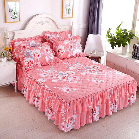 3pcs/set  Korean Style Princess Wind Bed Skirt Bedroom Thick Cute Bed Sheet Large Double Cotton Bed Sheet