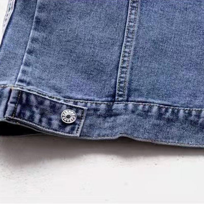 Denim Vest Women Striped Stitching 2021 Spring and Autumn Loose Jacket Waistcoat Women Big Pocket  Clothing