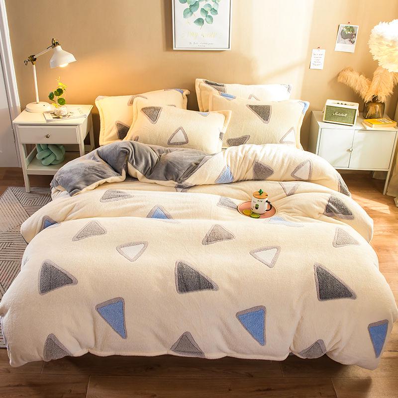 WTEMPO Bedding Set Cotton A/B Double-sided Pattern Cartoon Winter Bed Sheet Quilt Cover Pillowcase