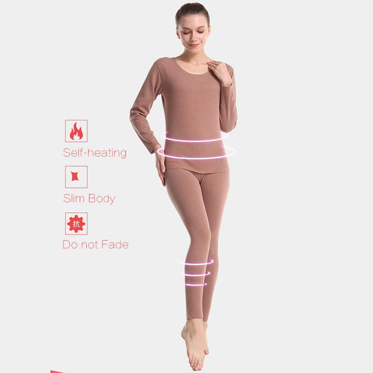 Thermal Underwear O-neck Tops Pants Female Women Winter Autumn Clothes Tight Suit Comfortable Soft Lining Long Sleeve High Elasticity Slim Windproof