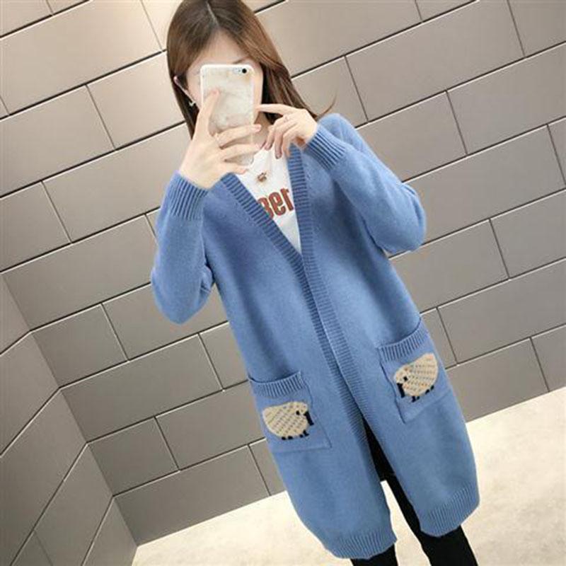 Mid-length Sweater Fashion Knit Cardigan Jacket for Spring and Autumn Simple Casual Women's Jacket