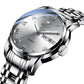 Watch automatic mechanical Gradient color men skeleton stainless steel wrist watch