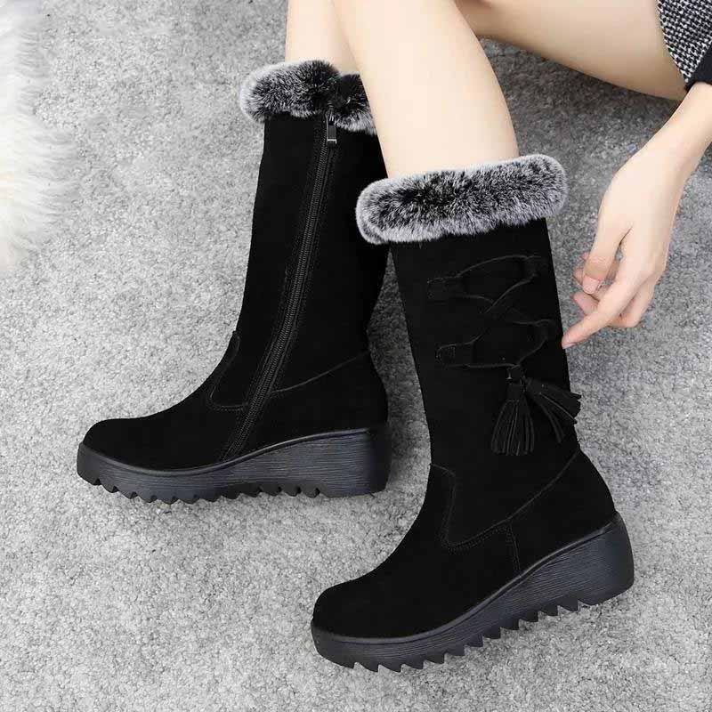 Cotton Shoes Snow Boots Women Winter Non-slip Frosted Boots Plus Velvet Thick Warm Cotton Boots Side Zipper
