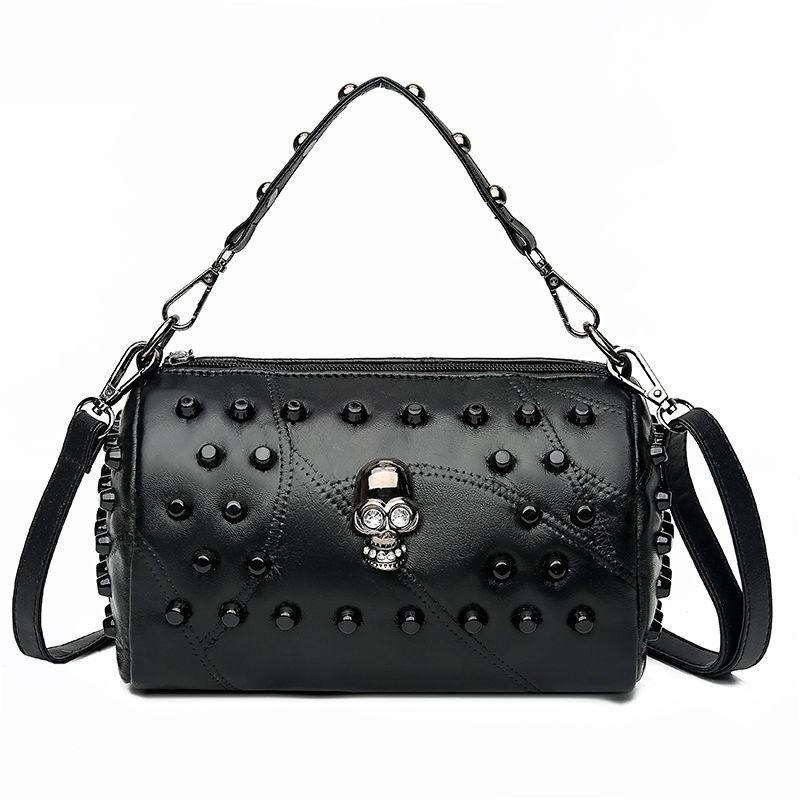 Soft Leather Female Bag Large Capacity Rivet Pillow Bag Korean Shoulder Bag Messenger Bag Handbag Bag Female
