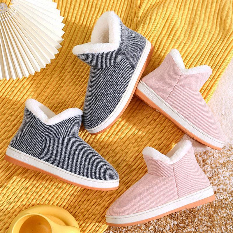 Winter Warm Non-slip Cotton Slippers for Couples Home Furnishing with Heel Thick-soled Bag Men's and Women's Cotton Shoes High-top