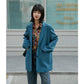 Suit Jacket Female Korean Student Mid-length Small Suit Blue Retro Casual Loose Single-breasted Street Style