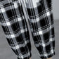 Women's 2-piece Workwear Plaid Suit Casual Harem Pants + Short Long Sleeve Jacket Loose and Comfortable Black and White Plaid