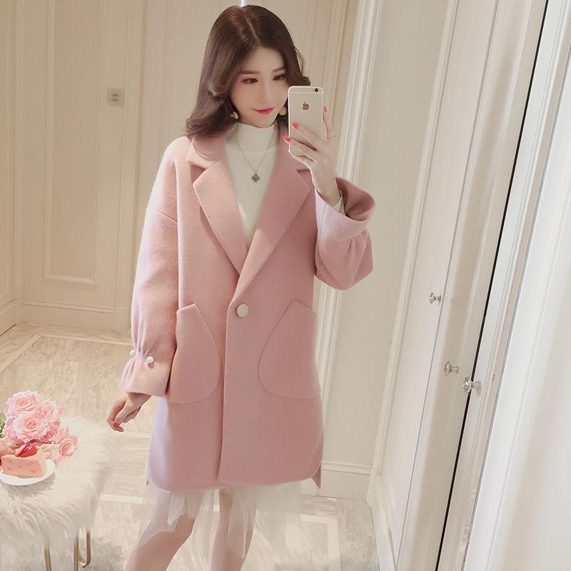 2019 Autumn and Winter Woolen Coat Female Mid-Long Women's Outerwear Woolen Coat Women Jacket Coat