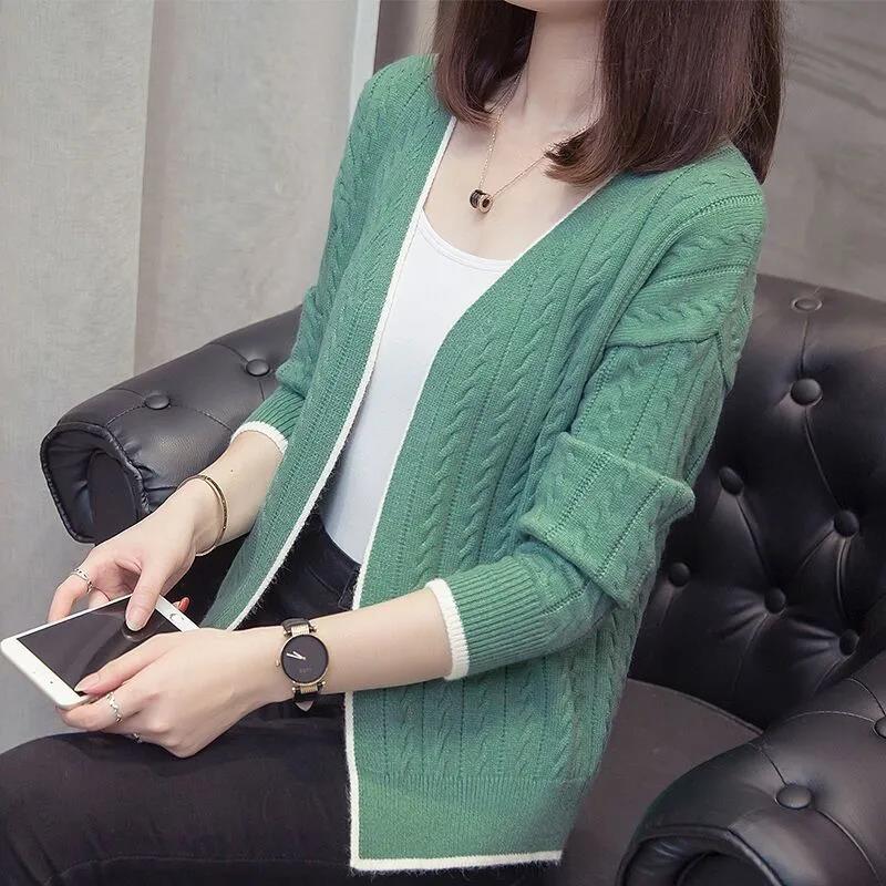 Cardigan Knitted Jacket Women's Spring and Autumn Tops Western Style Loose Sweater Outer Wear Trendy