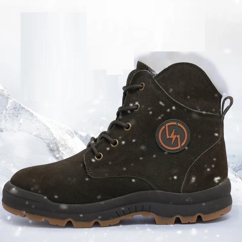 Snow Boots Men's Sheepskin Winter Boots Plus Velvet Warm Waterproof Non-slip Winter Martin Boots Men's Cotton Shoes