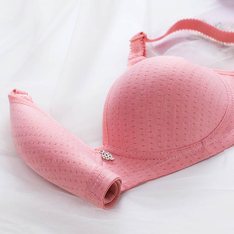 Ladies Large Size No Steel Rings Bras Thin Section Breathable Fashion Glossy Simple Natural Lifting Adjustable Bra