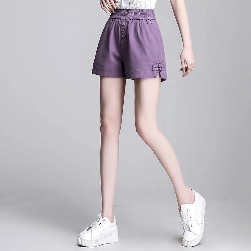 High Waist Shorts Women Summer Thin Section Fashion Slim Straight Casual Wide-legged Elastic Waist Outer Wear Women's Pants