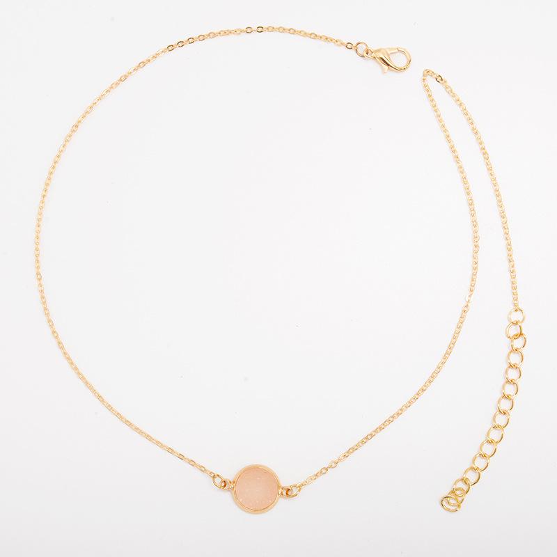 European and American Geometric Resin Disc Clavicle Chain Necklace