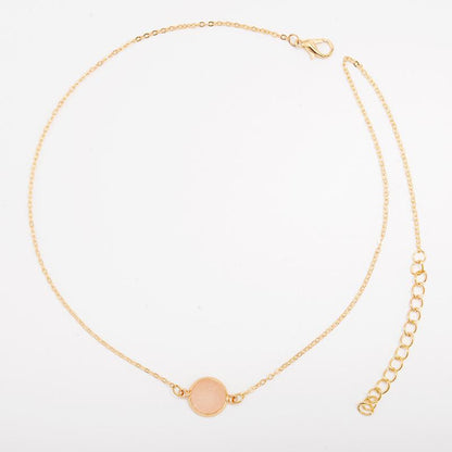 European and American Geometric Resin Disc Clavicle Chain Necklace