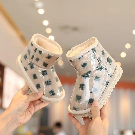 Girls' Shoes Snow Boots Waterproof and Anti-skid Winter Plush Cotton Boots Thickened Short Boots Children's Large Cotton Shoes