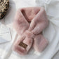 Korean Version Fashion Solid Color Labelling Scarf Women's Winter Imitation Rabbit Fur Plush Scarf