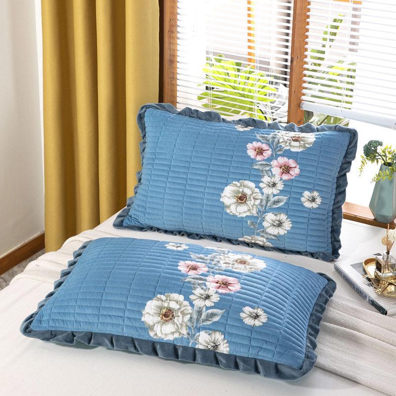 Household Crystal Velvet Thick Quilted Pillowcase Winter Warm Flannel Pillowcase Coral Fluffy Bedding