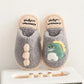 Children's Cotton Slippers Boys Cartoon New 4-10-year-old Boys Autumn and Winter Cute Winter Dinosaur Wool Slippers Parents and Children