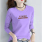 Spring Women Long-sleeved T-shirt Letter Printing Shirt Casual Loose Pullover Boutique Cotton Bottoming Shirt
